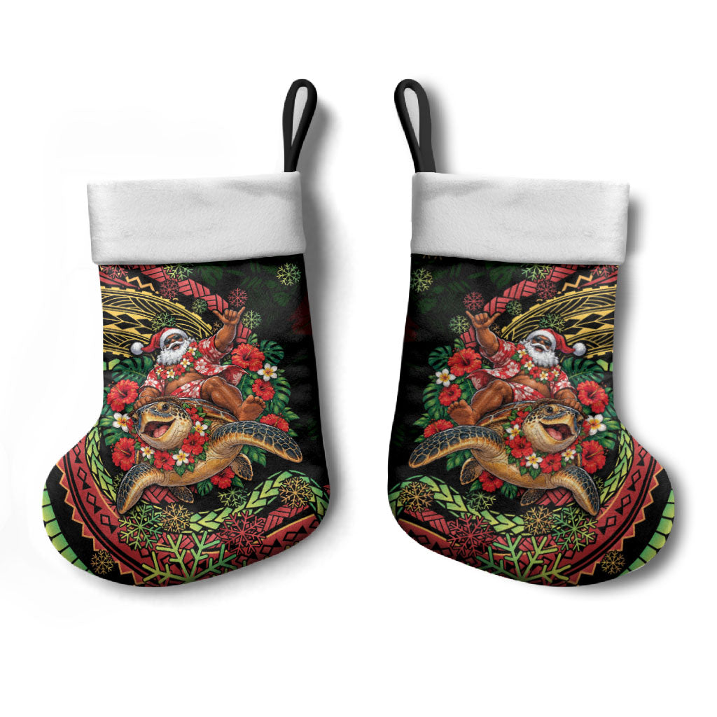 Hawaii Christmas Stocking Aloha Santa Riding Honu DT05 - Polynesian Pride