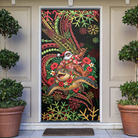 Hawaii Christmas Door Cover Aloha Santa Riding Honu DT05 Black - Polynesian Pride