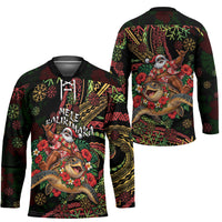 Hawaii Christmas Hockey Jersey Aloha Santa Riding Honu DT05 - Polynesian Pride