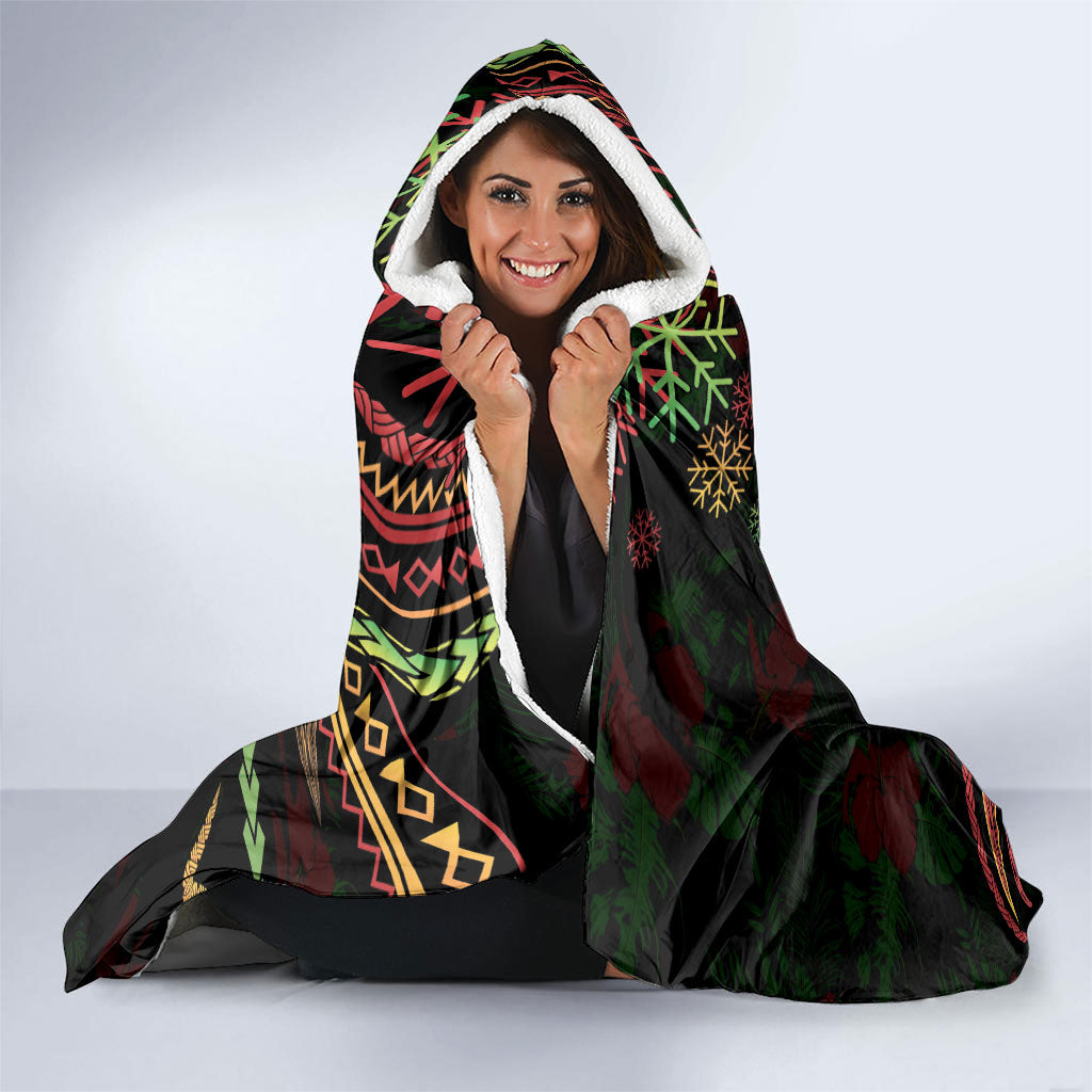 Hawaii Christmas Hooded Blanket Aloha Santa Riding Honu DT05 - Polynesian Pride