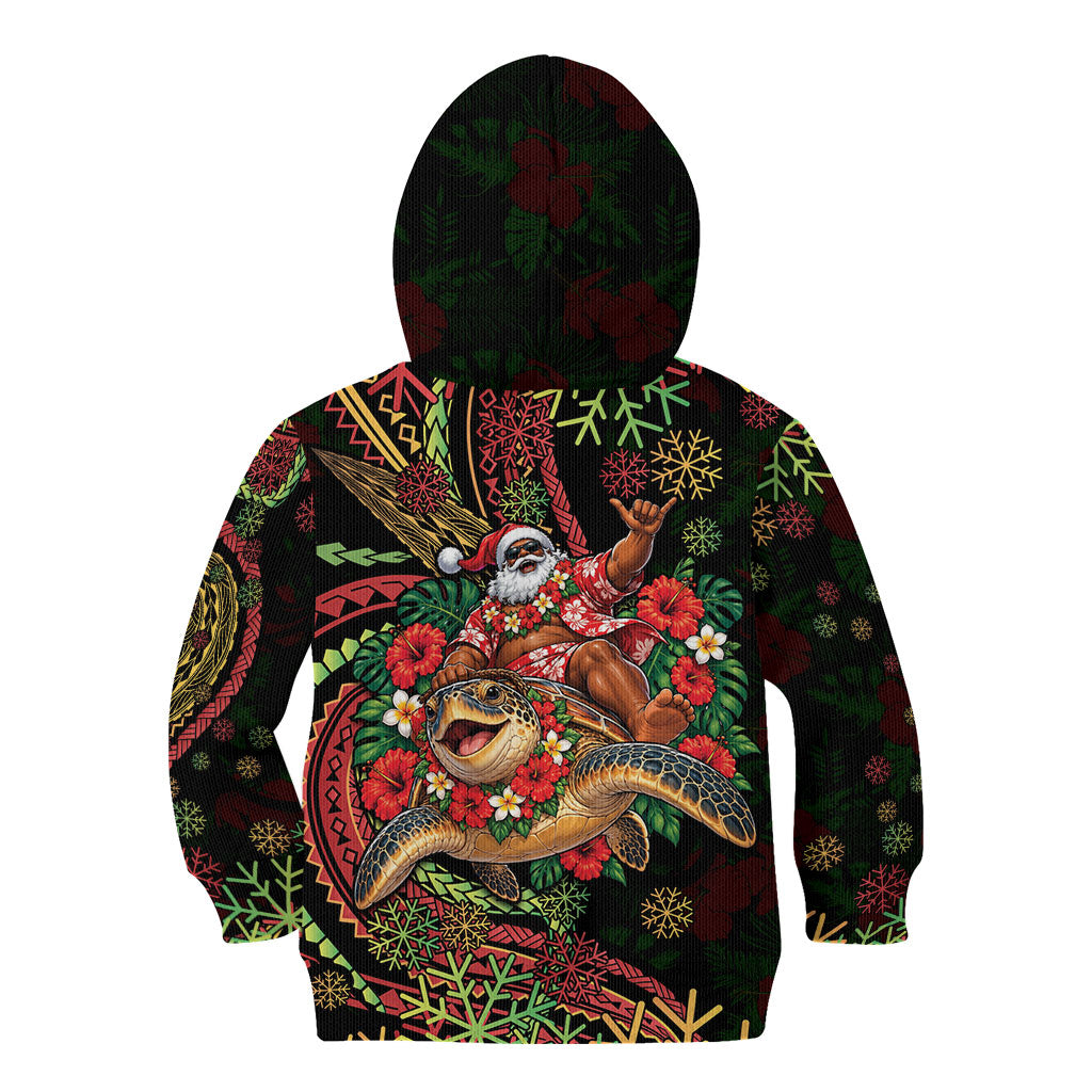 Hawaii Christmas Kid Hoodie Aloha Santa Riding Honu DT05 - Polynesian Pride