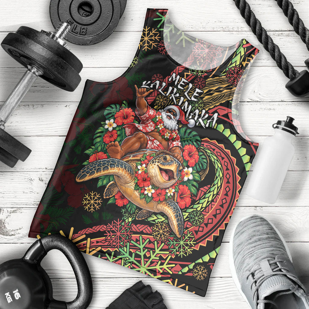 Hawaii Christmas Men Tank Top Aloha Santa Riding Honu DT05 - Polynesian Pride