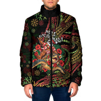 Hawaii Christmas Padded Jacket Aloha Santa Riding Honu DT05 Men Black - Polynesian Pride