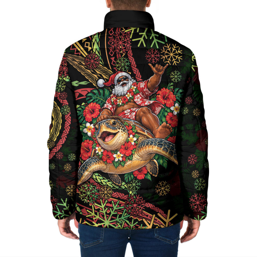 Hawaii Christmas Padded Jacket Aloha Santa Riding Honu DT05 - Polynesian Pride