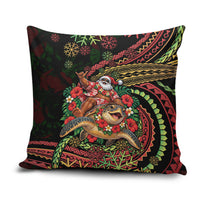 Hawaii Christmas Pillow Cover Aloha Santa Riding Honu DT05 Black - Polynesian Pride