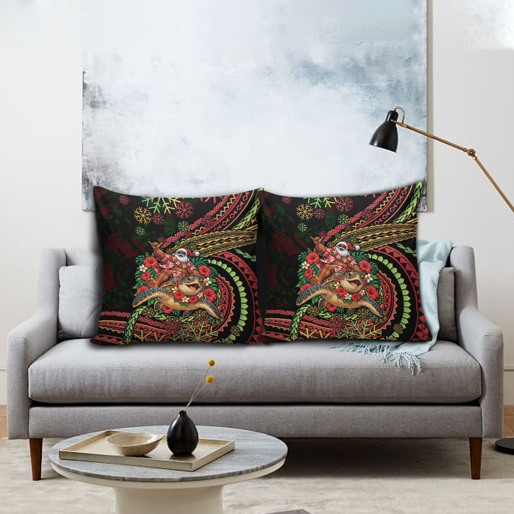 Hawaii Christmas Pillow Cover Aloha Santa Riding Honu DT05 - Polynesian Pride