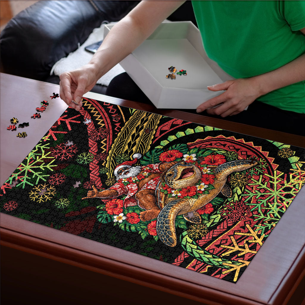 Hawaii Christmas Puzzle Aloha Santa Riding Honu DT05 - Polynesian Pride