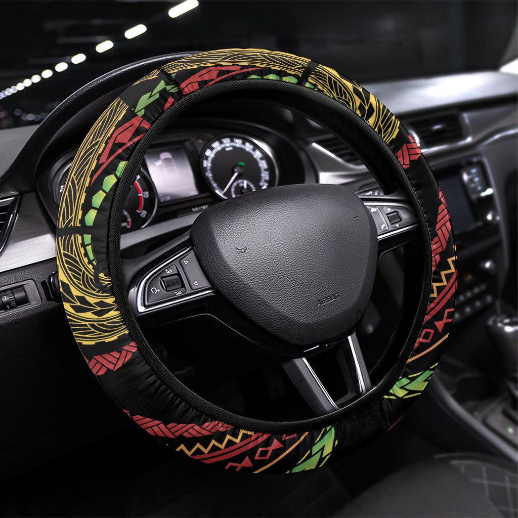 Hawaii Christmas Steering Wheel Cover Aloha Santa Riding Honu DT05 Universal Fit Black - Polynesian Pride