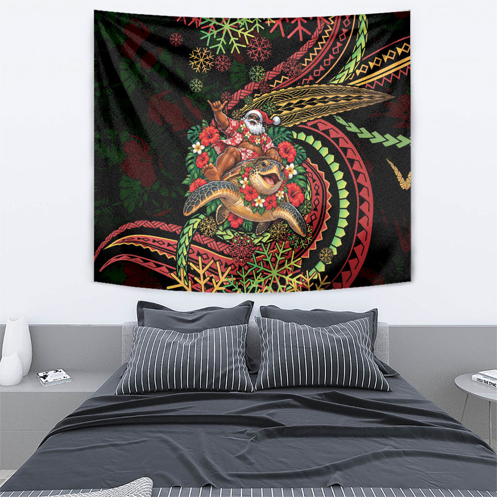 Hawaii Christmas Tapestry Aloha Santa Riding Honu DT05 - Polynesian Pride