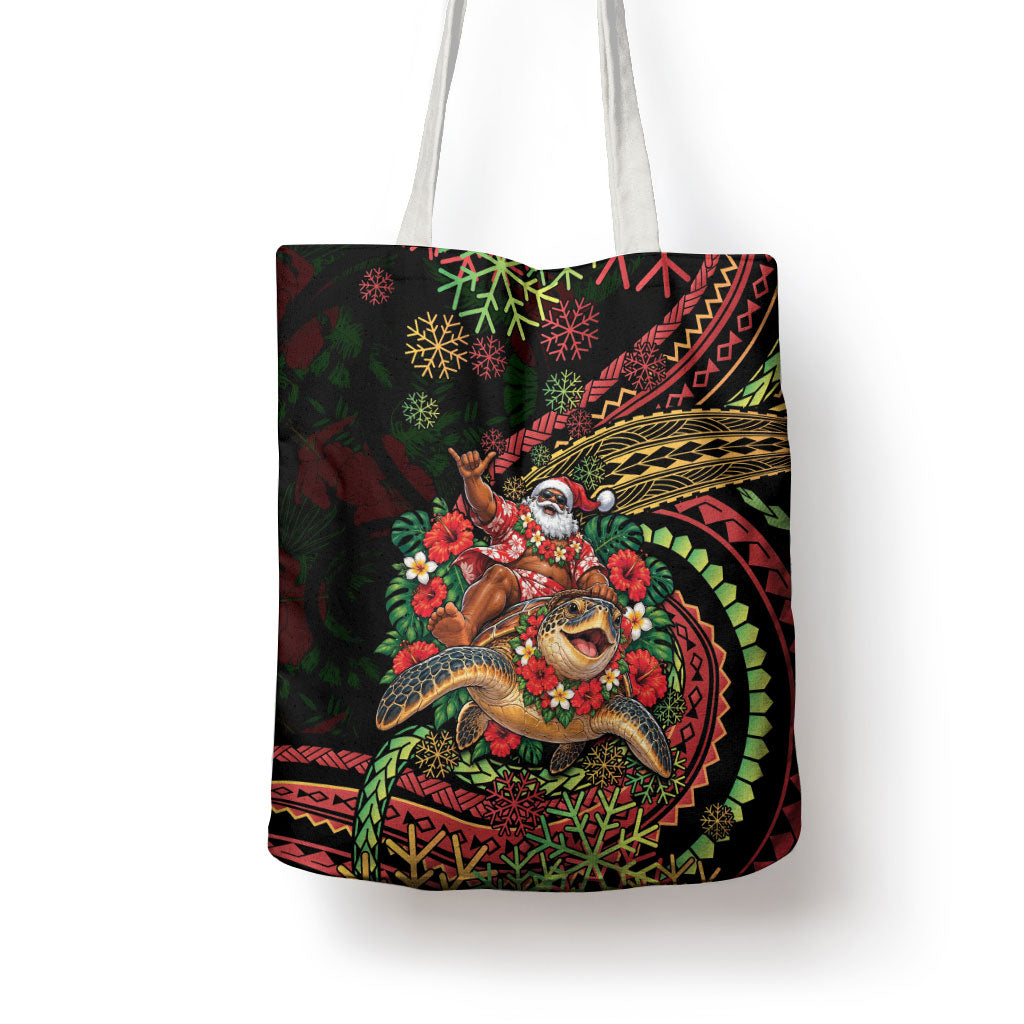 Hawaii Christmas Tote Bag Aloha Santa Riding Honu DT05 - Polynesian Pride
