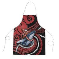Tonga Christmas Apron Santa Riding Humpback Whale DT05 Red - Polynesian Pride