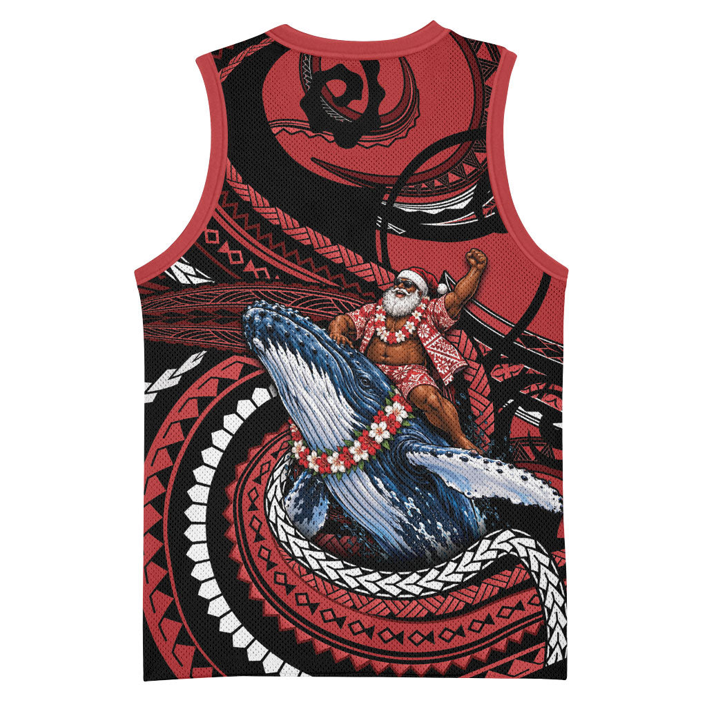 Tonga Christmas Basketball Jersey Santa Riding Humpback Whale DT05 - Polynesian Pride