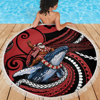 Tonga Christmas Beach Blanket Santa Riding Humpback Whale DT05 - Polynesian Pride