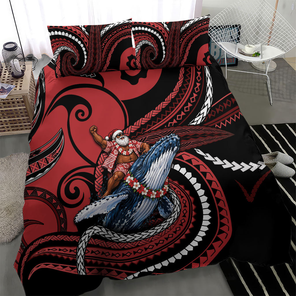 Tonga Christmas Bedding Set Santa Riding Humpback Whale DT05 - Polynesian Pride