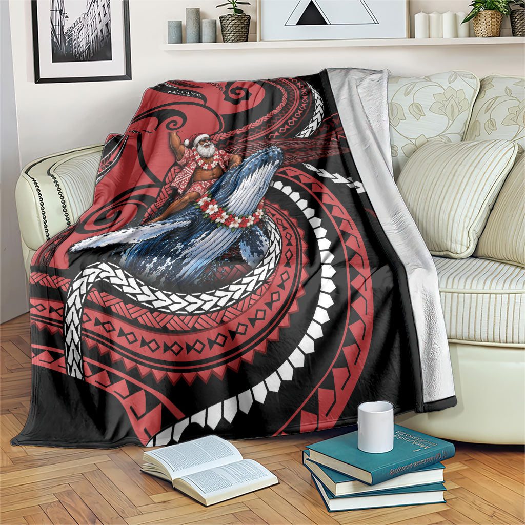 Tonga Christmas Blanket Santa Riding Humpback Whale DT05 Red - Polynesian Pride