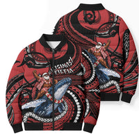Tonga Christmas Bomber Puffer Jacket Santa Riding Humpback Whale DT05 - Polynesian Pride