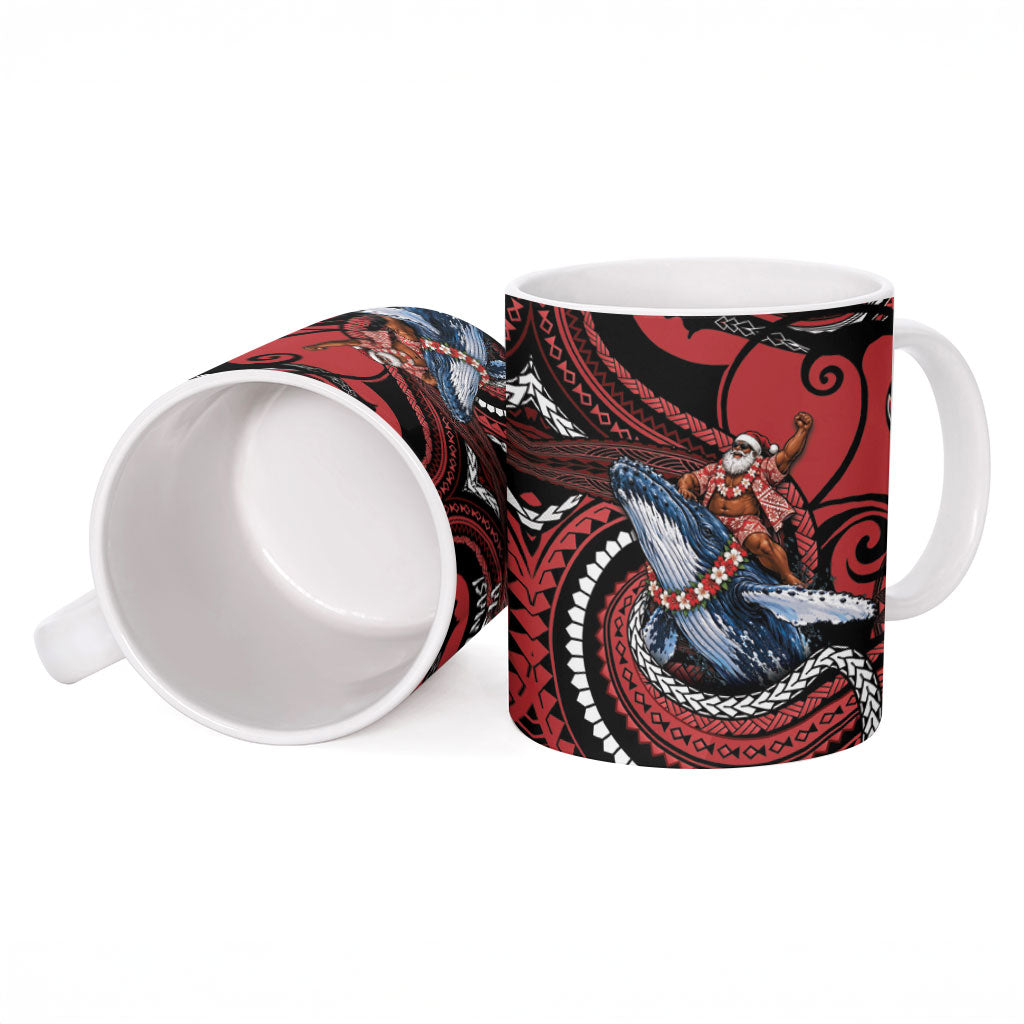 Tonga Christmas Ceramic Mug Santa Riding Humpback Whale DT05 - Polynesian Pride