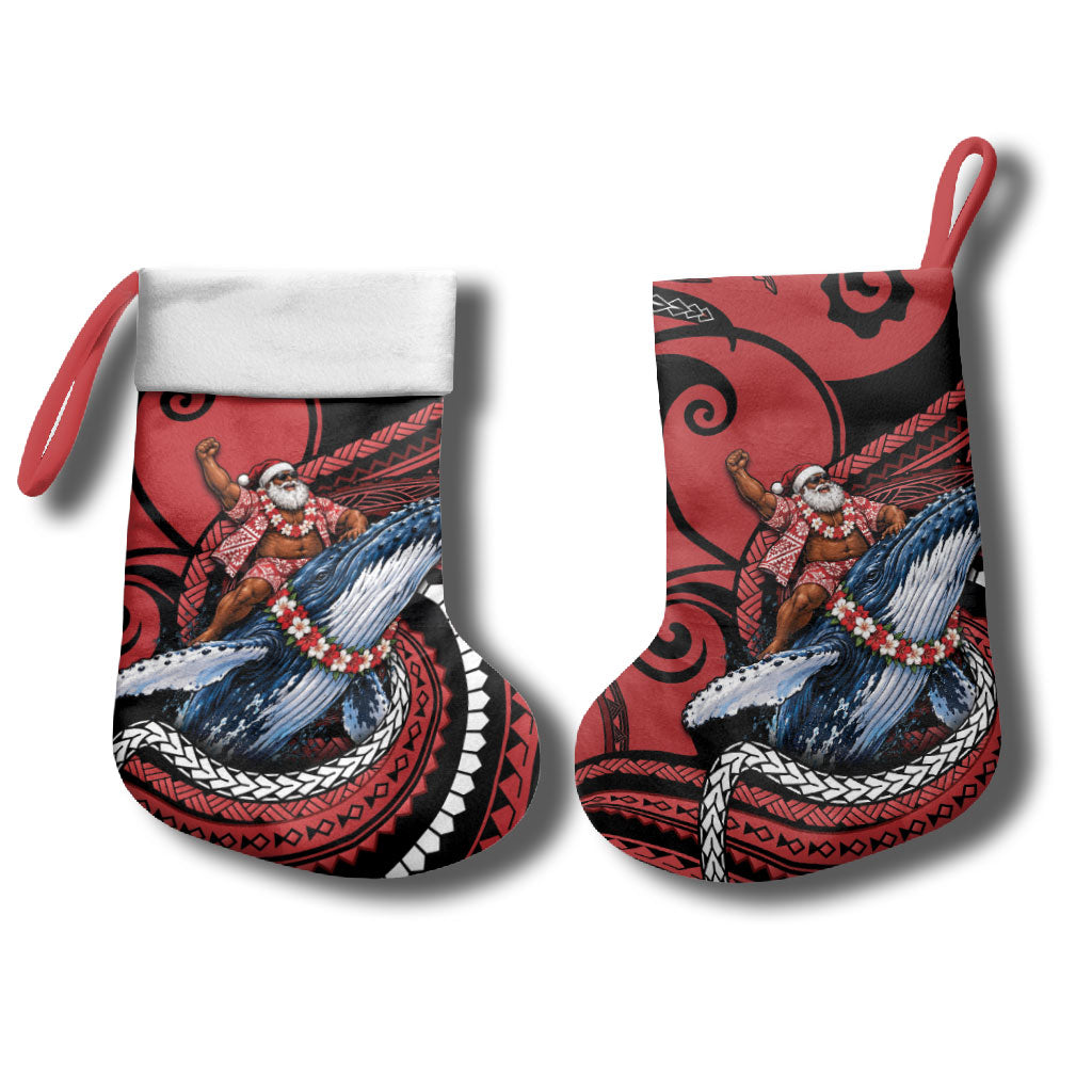 Tonga Christmas Stocking Santa Riding Humpback Whale DT05 - Polynesian Pride