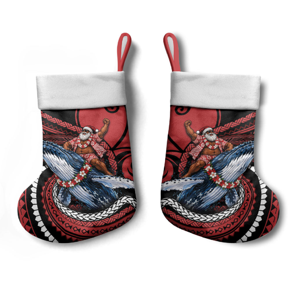 Tonga Christmas Stocking Santa Riding Humpback Whale DT05 - Polynesian Pride