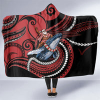 Tonga Christmas Hooded Blanket Santa Riding Humpback Whale DT05 One Size Red - Polynesian Pride