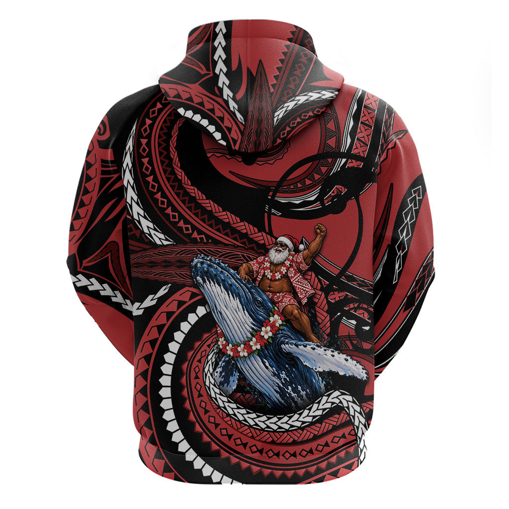 Tonga Christmas Hoodie Santa Riding Humpback Whale DT05 - Polynesian Pride