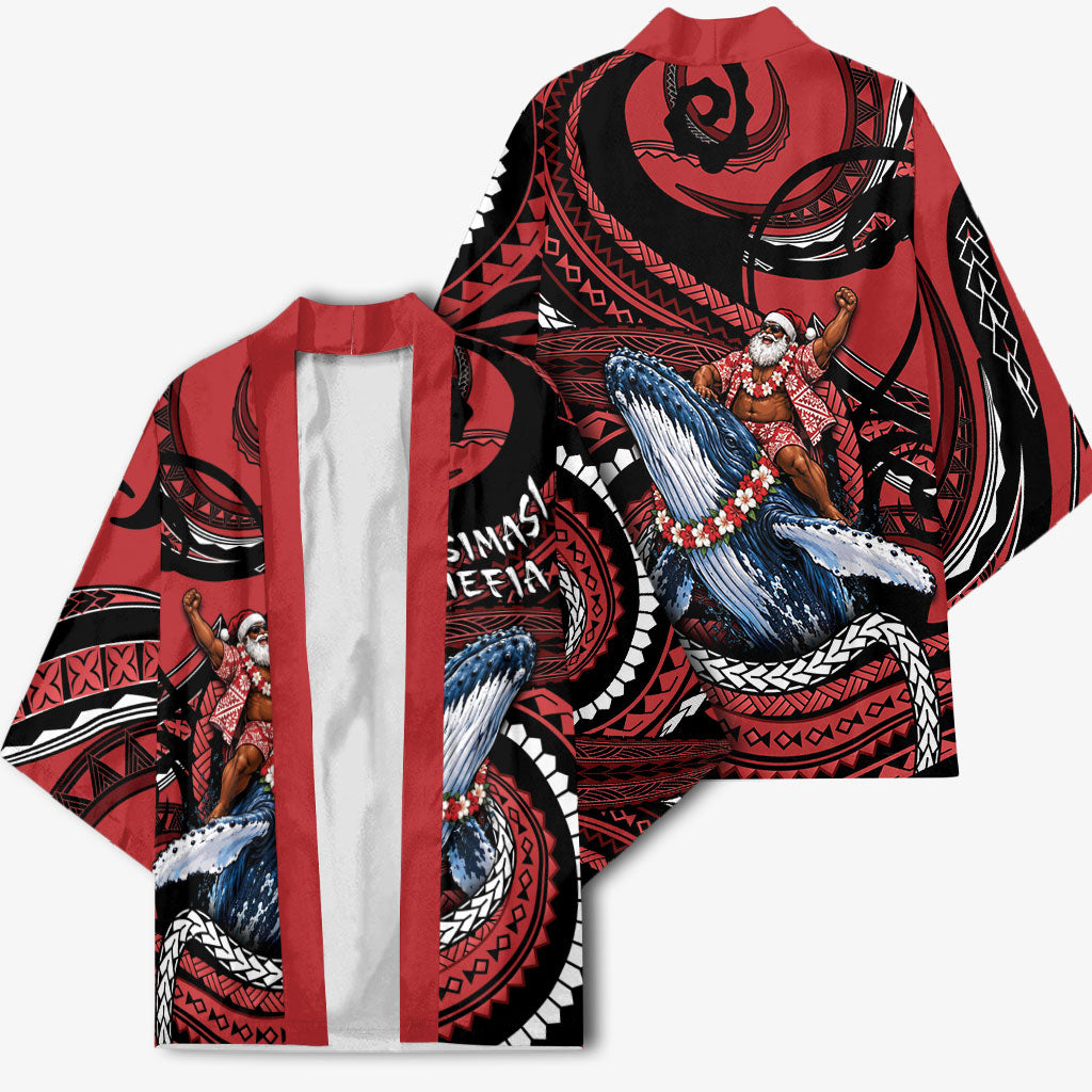 Tonga Christmas Kimono Santa Riding Humpback Whale DT05 - Polynesian Pride