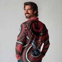Tonga Christmas Long Sleeve Polo Shirt Santa Riding Humpback Whale DT05 - Polynesian Pride