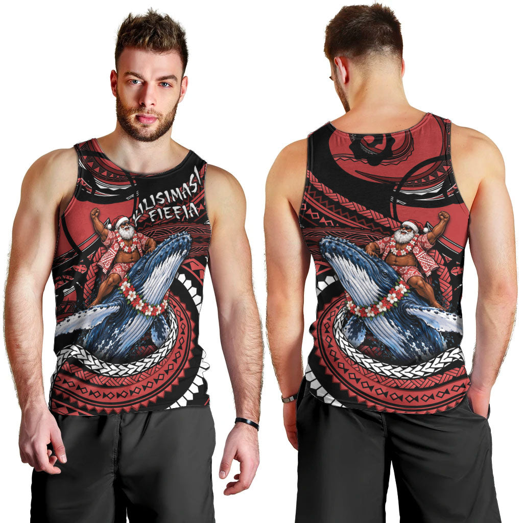 Tonga Christmas Men Tank Top Santa Riding Humpback Whale DT05 - Polynesian Pride