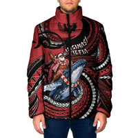 Tonga Christmas Padded Jacket Santa Riding Humpback Whale DT05 Men Red - Polynesian Pride