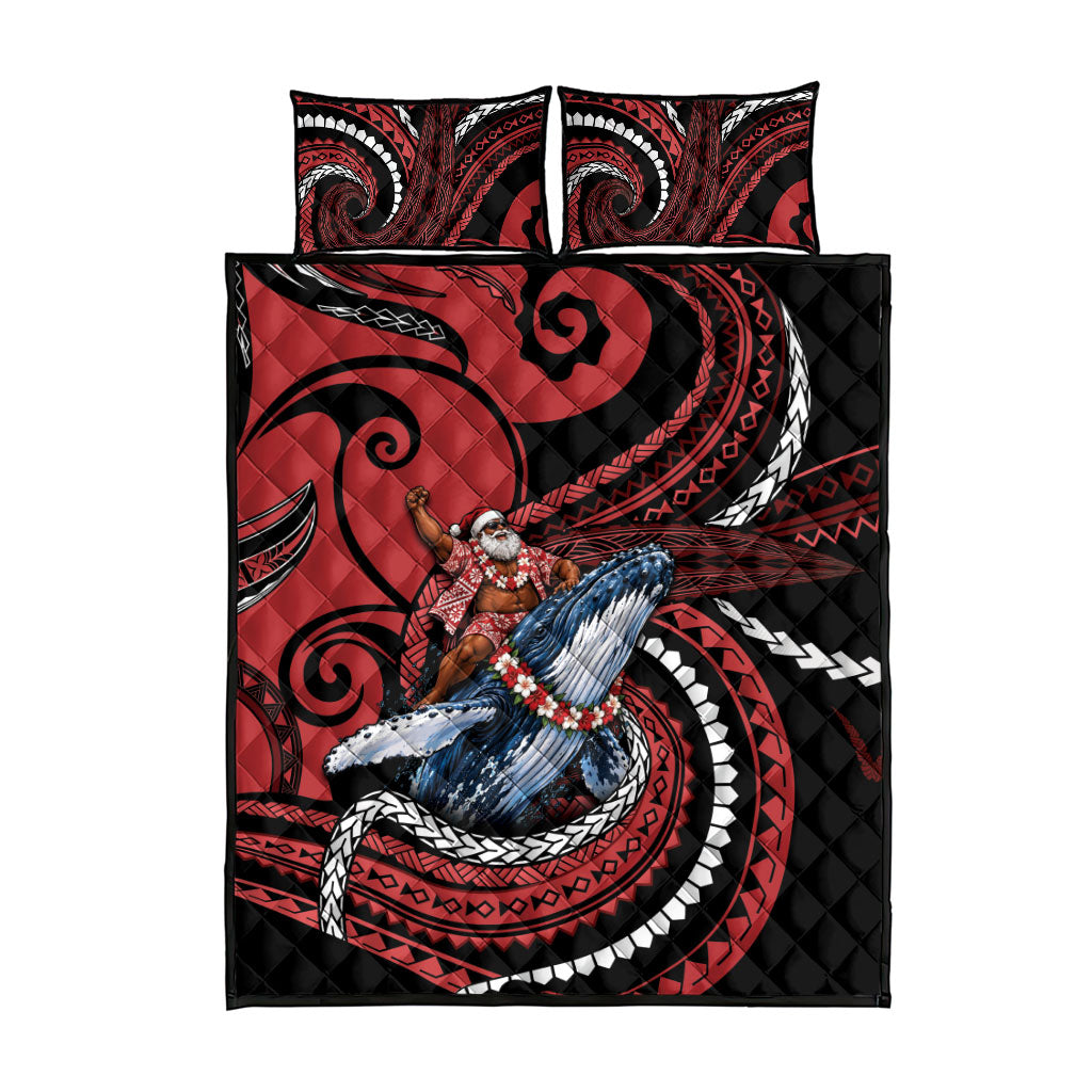 Tonga Christmas Quilt Bed Set Santa Riding Humpback Whale DT05 - Polynesian Pride