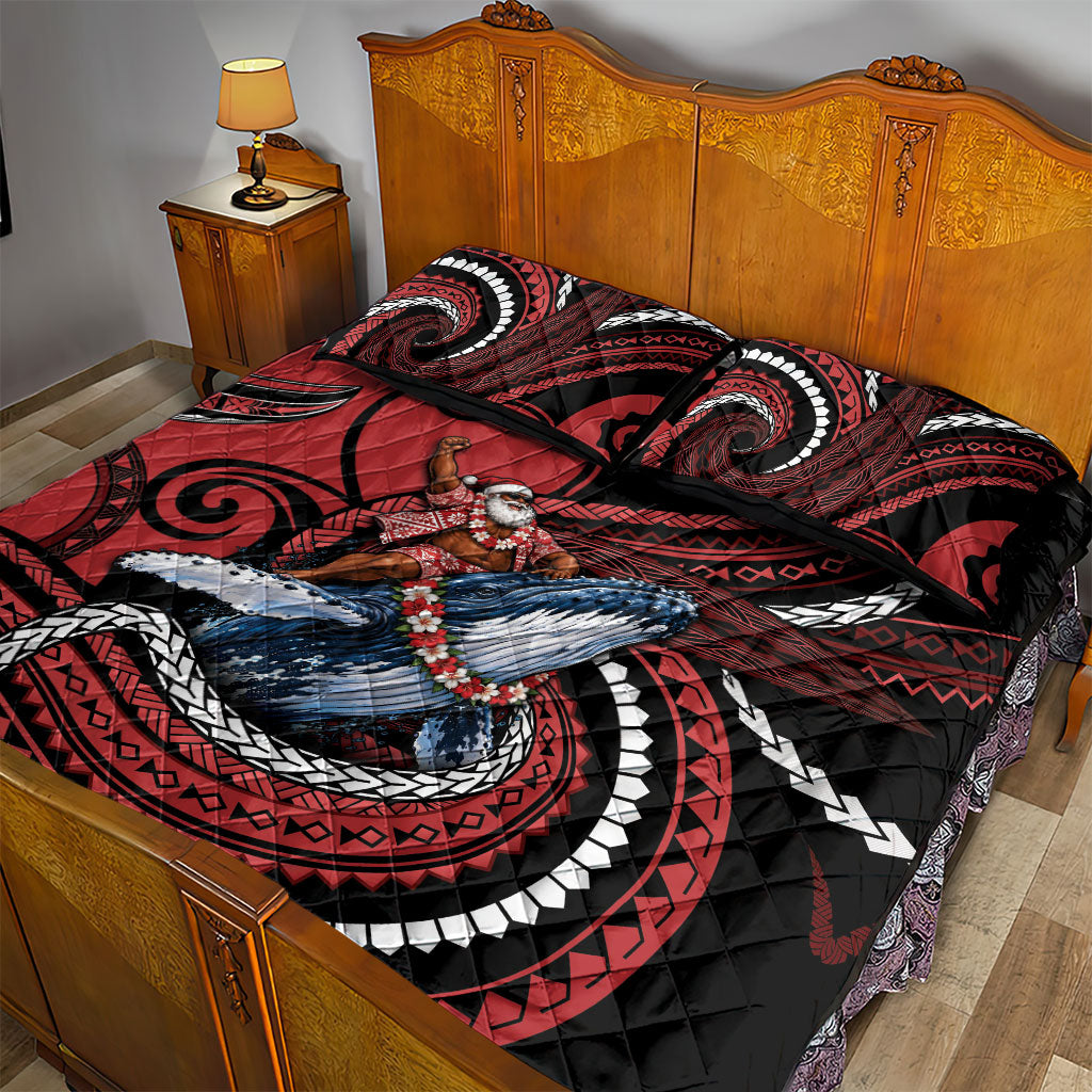 Tonga Christmas Quilt Bed Set Santa Riding Humpback Whale DT05 - Polynesian Pride