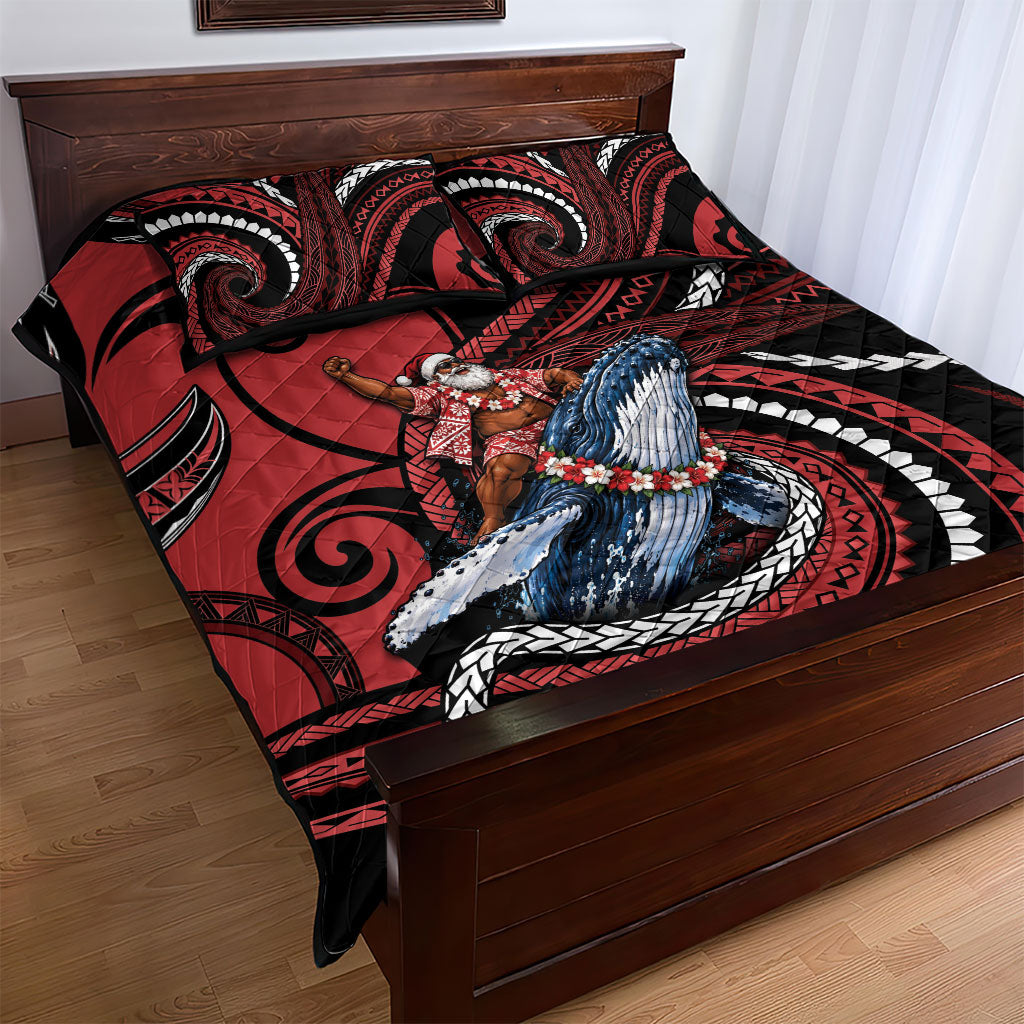 Tonga Christmas Quilt Bed Set Santa Riding Humpback Whale DT05 - Polynesian Pride