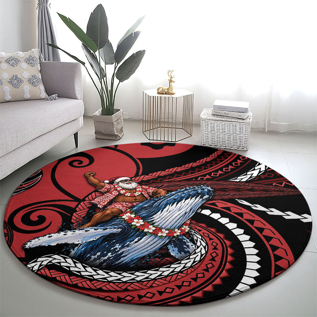 Tonga Christmas Round Carpet Santa Riding Humpback Whale DT05 - Polynesian Pride