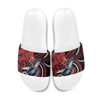 Tonga Christmas Slide Sandals Santa Riding Humpback Whale DT05 Red - Polynesian Pride