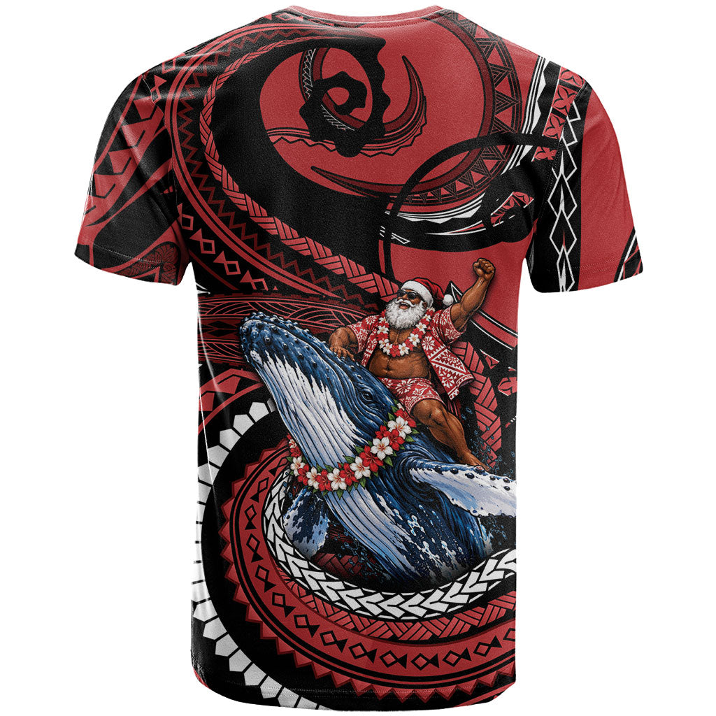 Tonga Christmas T Shirt Santa Riding Humpback Whale DT05 - Polynesian Pride