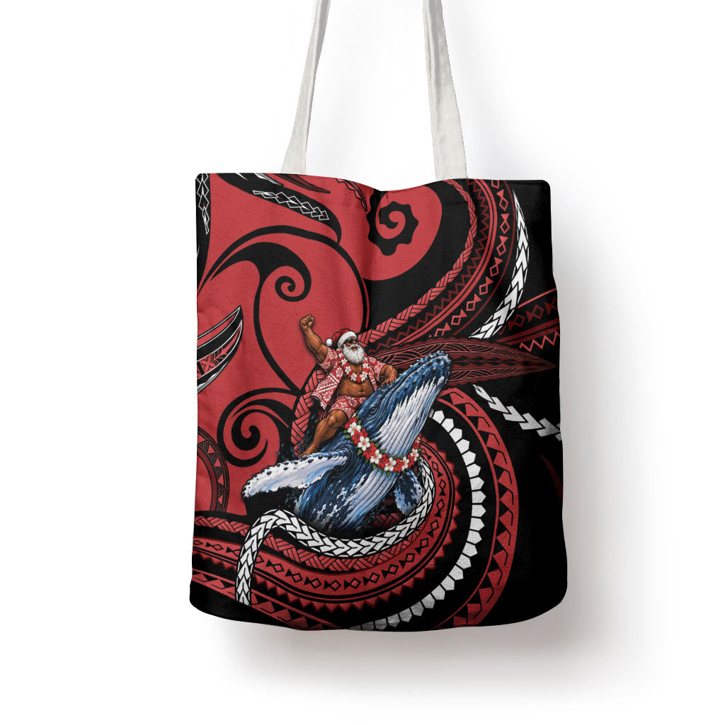 Tonga Christmas Tote Bag Santa Riding Humpback Whale DT05 - Polynesian Pride