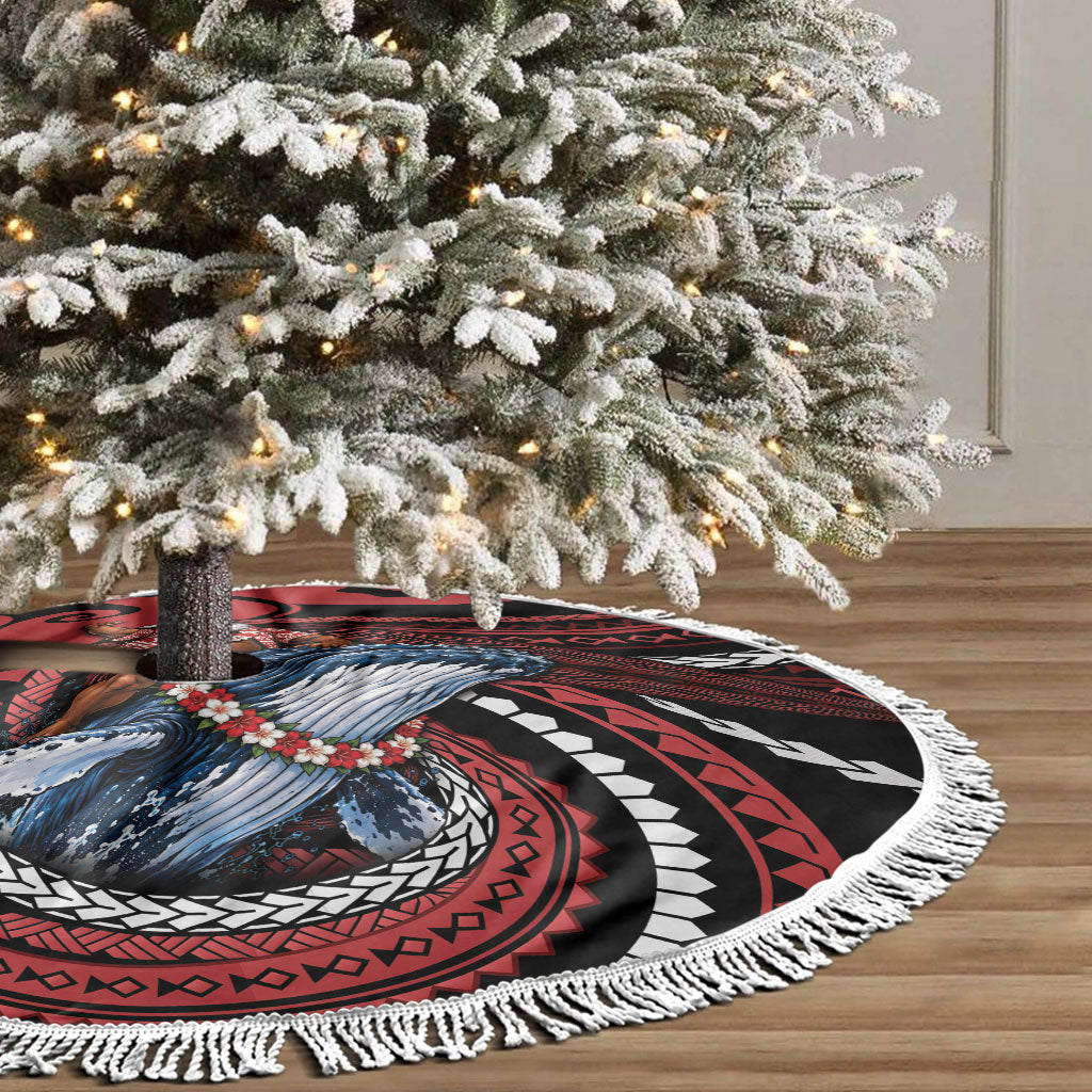 Tonga Christmas Tree Skirt Santa Riding Humpback Whale DT05 - Polynesian Pride