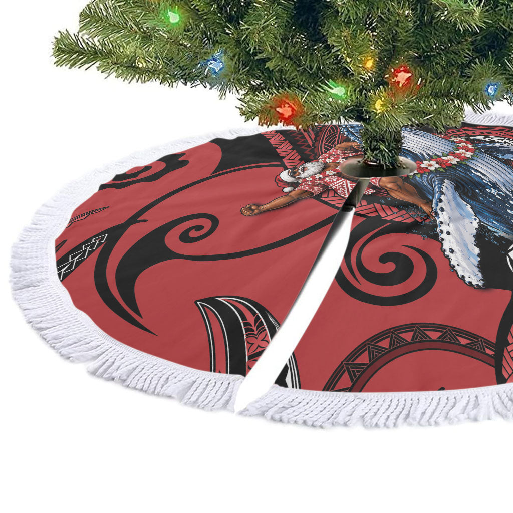 Tonga Christmas Tree Skirt Santa Riding Humpback Whale DT05 - Polynesian Pride