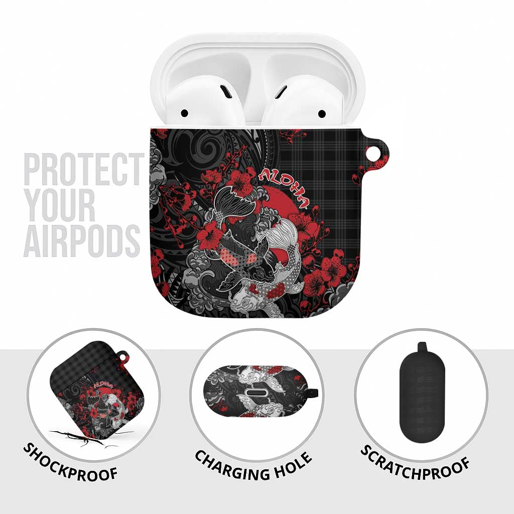 Hawaiian And Japanese AirPods Case Aloha Koi Fish Palaka Patterns - Polynesian Pride