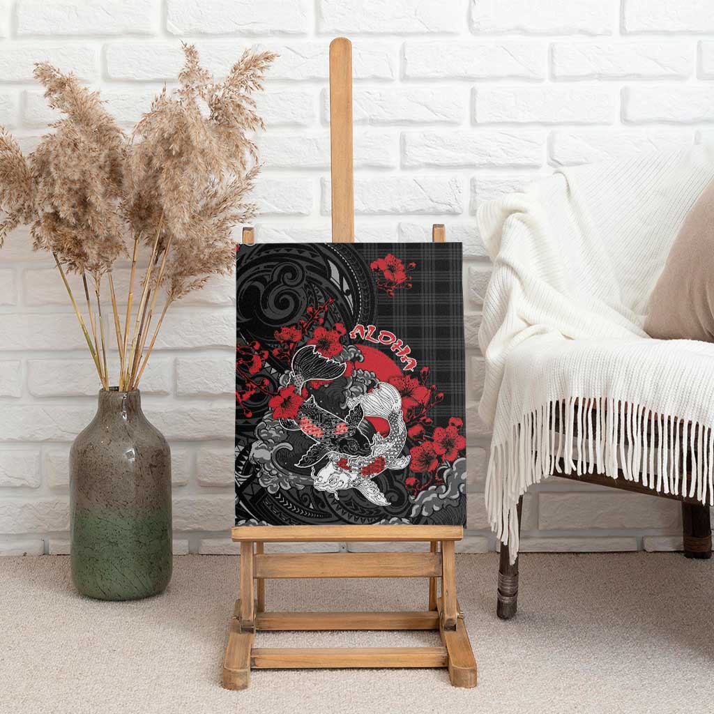 Hawaiian And Japanese Canvas Wall Art Aloha Koi Fish Palaka Patterns - Polynesian Pride