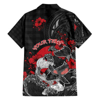 Personalised Hawaiian And Japanese Family Matching Off The Shoulder Long Sleeve Dress and Hawaiian Shirt Aloha Koi Fish Palaka Patterns DT05 - Polynesian Pride