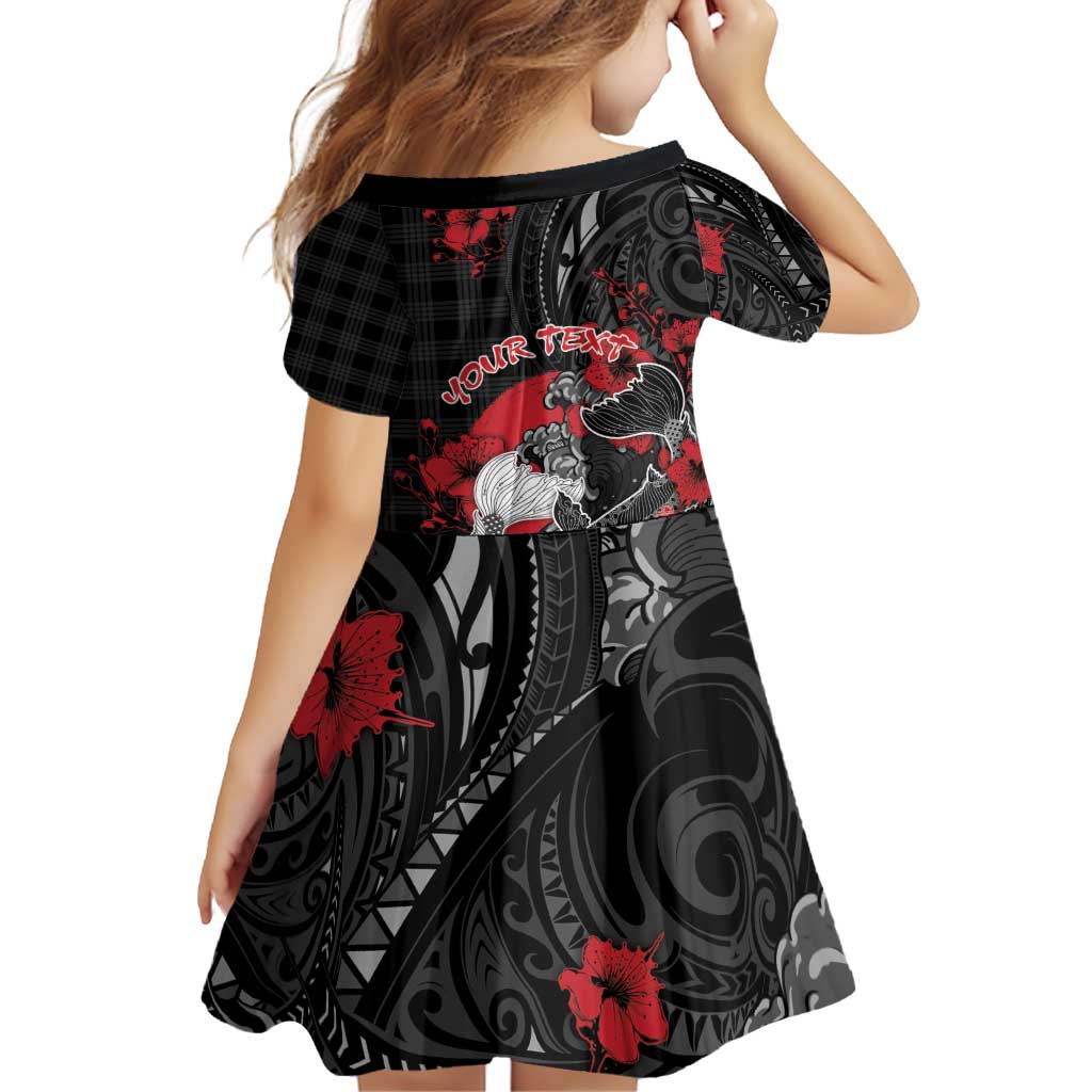 Personalised Hawaiian And Japanese Family Matching Off Shoulder Short Dress and Hawaiian Shirt Aloha Koi Fish Palaka Patterns DT05 - Polynesian Pride