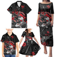 Personalised Hawaiian And Japanese Family Matching Puletasi and Hawaiian Shirt Aloha Koi Fish Palaka Patterns - Polynesian Pride
