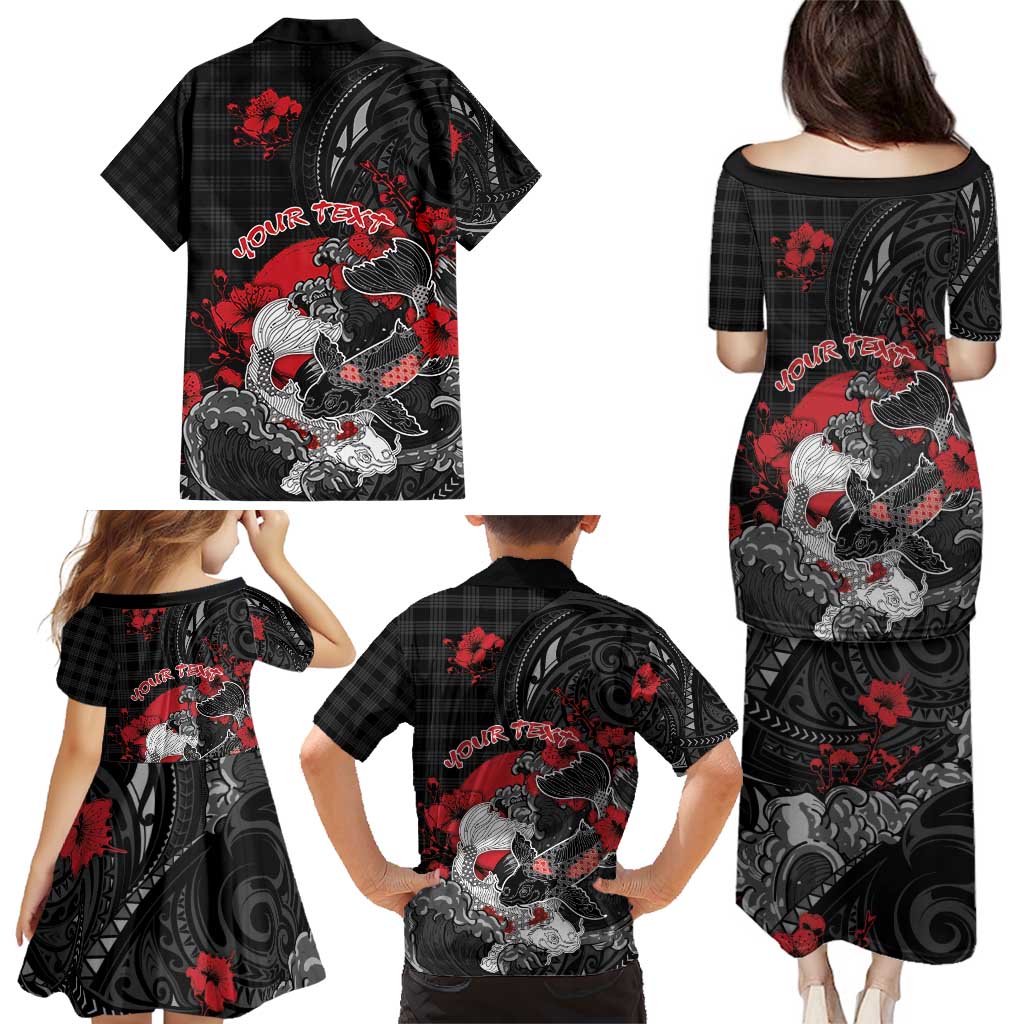 Personalised Hawaiian And Japanese Family Matching Puletasi and Hawaiian Shirt Aloha Koi Fish Palaka Patterns - Polynesian Pride