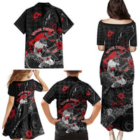 Personalised Hawaiian And Japanese Family Matching Puletasi and Hawaiian Shirt Aloha Koi Fish Palaka Patterns - Polynesian Pride