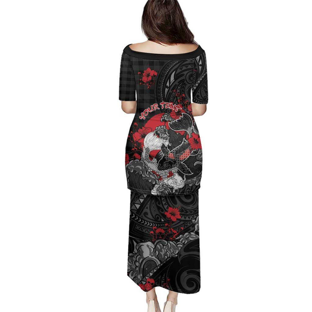 Personalised Hawaiian And Japanese Family Matching Puletasi and Hawaiian Shirt Aloha Koi Fish Palaka Patterns - Polynesian Pride