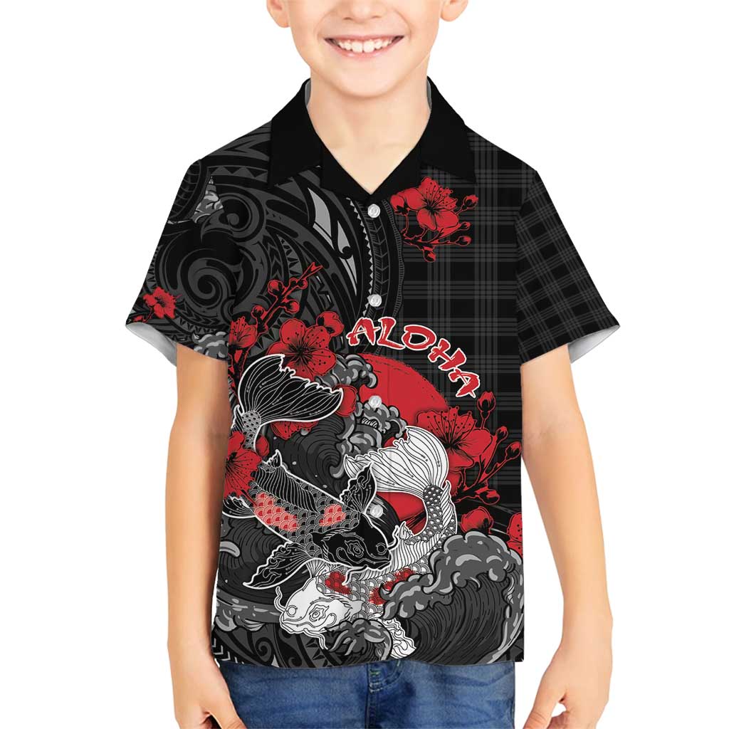 Personalised Hawaiian And Japanese Family Matching Puletasi and Hawaiian Shirt Aloha Koi Fish Palaka Patterns - Polynesian Pride