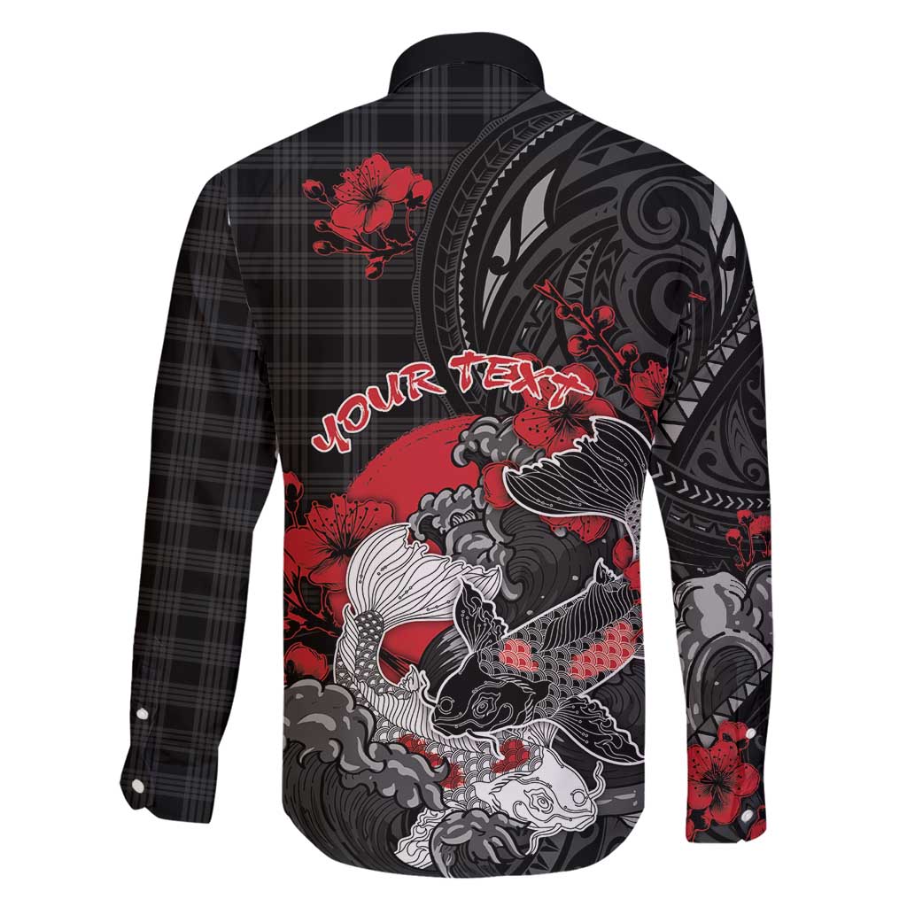 Personalised Hawaiian And Japanese Family Matching Short Sleeve Bodycon Dress and Hawaiian Shirt Aloha Koi Fish Palaka Patterns DT05 - Polynesian Pride