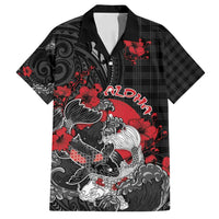 Personalised Hawaiian And Japanese Family Matching Summer Maxi Dress and Hawaiian Shirt Aloha Koi Fish Palaka Patterns DT05 Dad's Shirt - Short Sleeve Black - Polynesian Pride