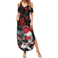 Personalised Hawaiian And Japanese Family Matching Summer Maxi Dress and Hawaiian Shirt Aloha Koi Fish Palaka Patterns DT05 Mom's Dress Black - Polynesian Pride
